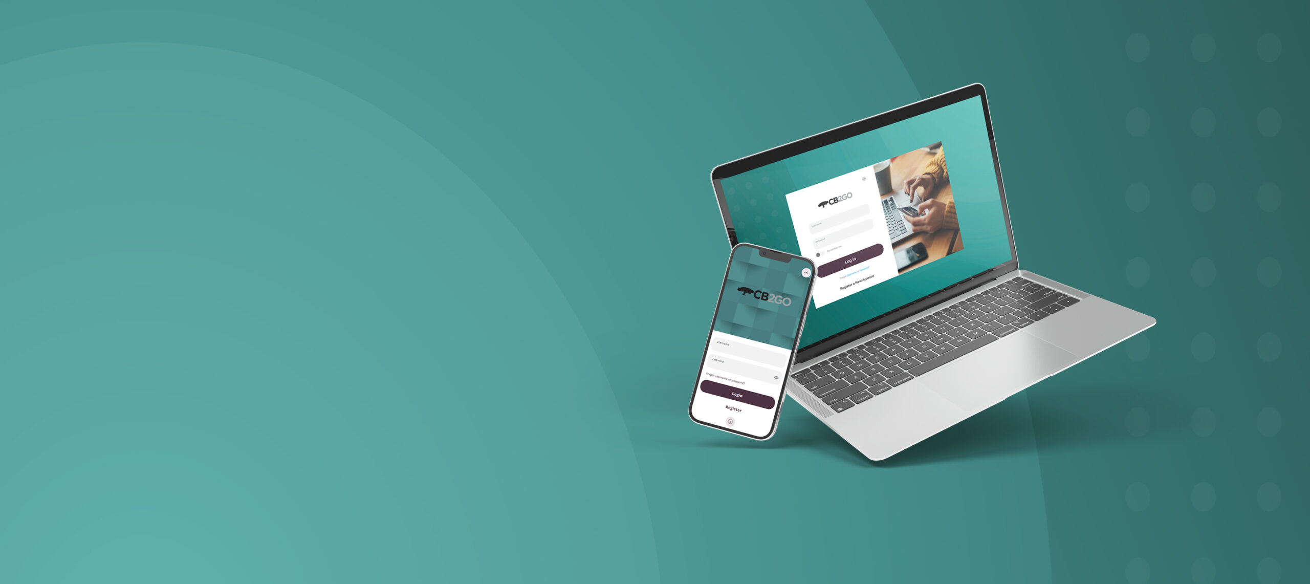 The new Community Bank Digital Banking Login sceens mocked up on a computer and iphone.